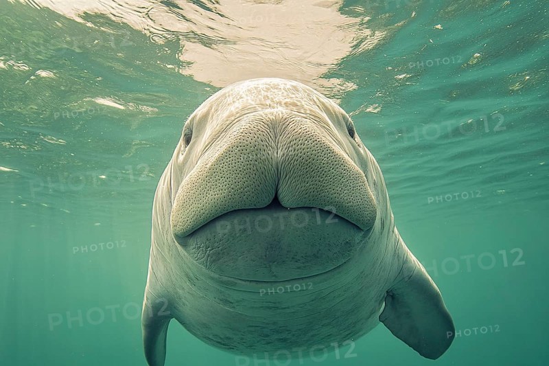 Dugong swimming in water. Generative AI, AI generated