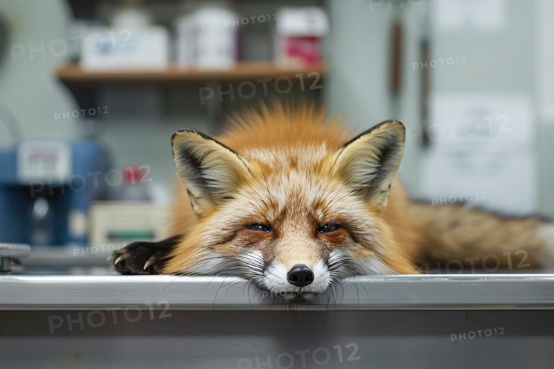 Wild fox at vet. KI generiert, generiert, AI generated