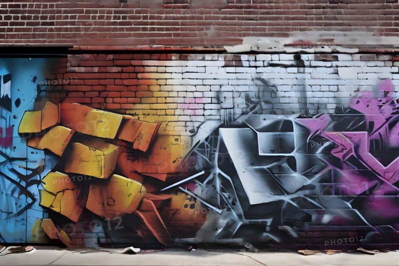 AI generated picture of an urban wall covered with graffiti