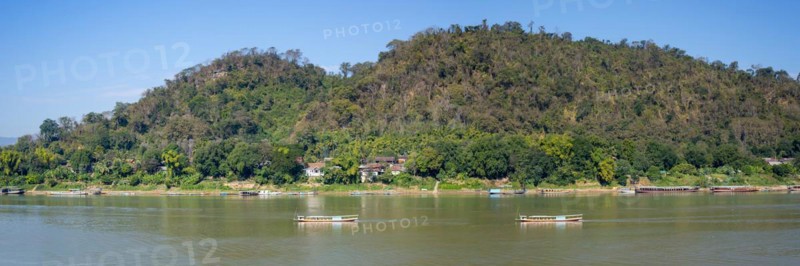 Panorama over the Mekong at Luang Prabang, Luang Prabang province, Laos, Asia