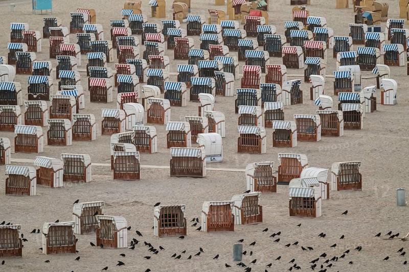Beach with beach chairs, Baltic Sea spa Travemünde, Bay of Lübeck, Lübeck, Schleswig-Holstein, Germany, Europe