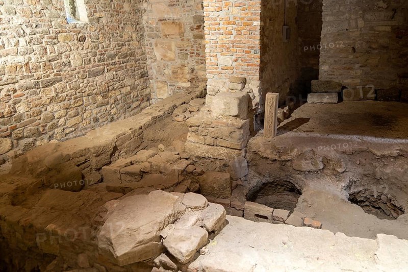 Archaeological excavation inside church of the Virgin Mary and archaeology museum, Apollonia Archaeological Park, Pojan, Albania, Europe