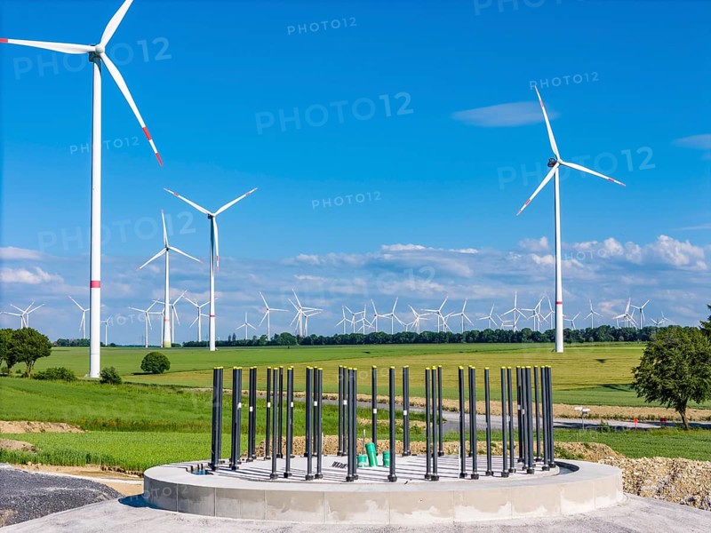 Wind farm north-east of Bad Wünnenberg, foundation for a new wind turbine, Ostwestfalen-Lippe, Paderborn district, North Rhine-Westphalia, Germany, Europe