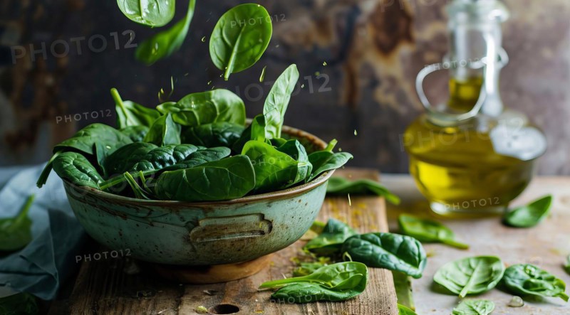 Nutritious spinach salad leaves that provide big health benefits, AI generated