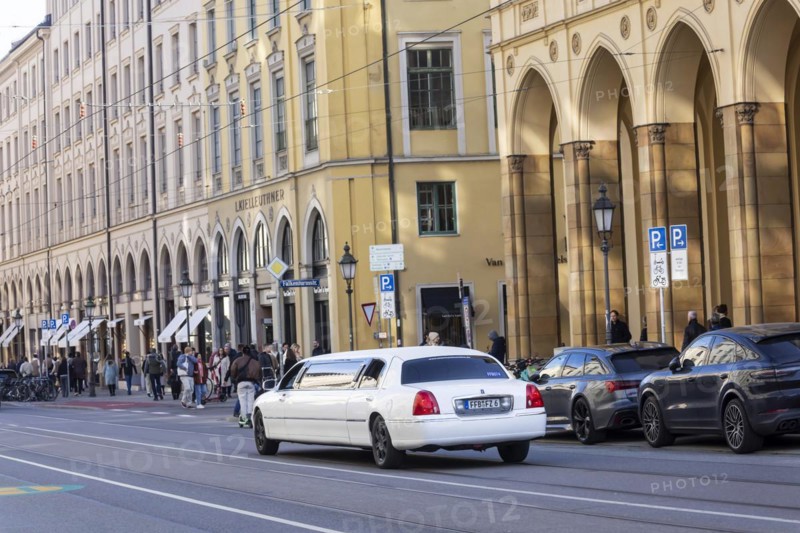 Maximilianstraße Munich on a normal Saturday, luxury cars on the fashionable and exclusive shopping mile, Munich, Bavaria, Germany, Europe