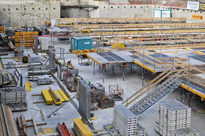 Large construction site for floor formwork