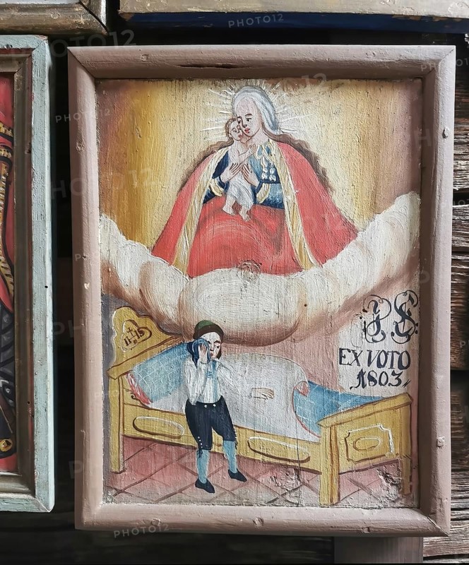 Votive pictures, votive tablets on the walls of the chapel of grace inside the church, pilgrimage church of the Assumption of the Virgin Mary in Sammarei, district of Passau, Lower Bavaria, Bavaria, Germany, Europe