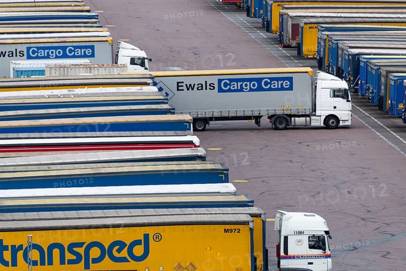 Lorry, container loading, port, Gothenburg, Sweden, Europe