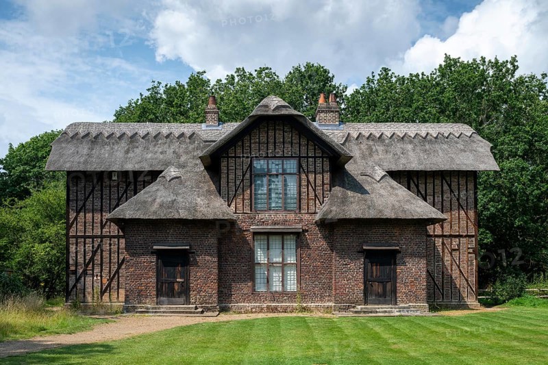 Rustic half-timbered house, country house, Queen Charlotte's Cottage, Royal Botanic Gardens (Kew Gardens), UNESCO World Heritage Site, Kew, Greater London, England, United Kingdom, Europe