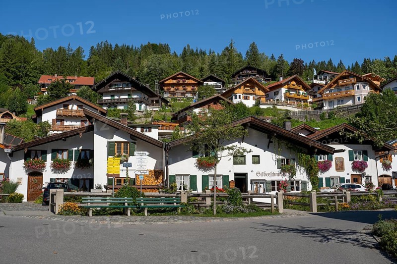 Typical Bavarian houses, Im Gries, Mittenwald, Werdenfelser Land, Upper Bavaria, Bavaria, Germany, Europe