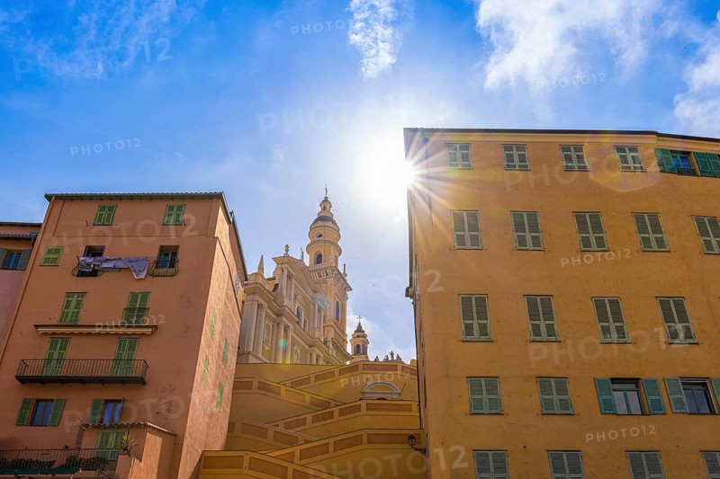 France, French Riviera, scenic Menton old city streets in historic center, Europe