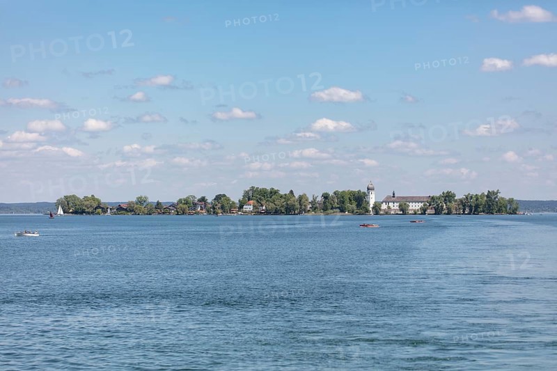 View of the Fraueninsel, Chiemsee, Bavaria, Germany, Europe