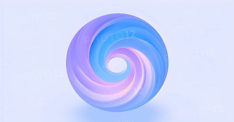 Spiral shape that slowly expands, rotates, and shifts colors in a soft gradient, invoking a tranquil, meditative focus, AI generated