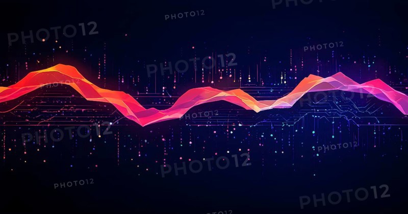 Illustration of abstract stream Artificial intelligence, Big data, AI generated