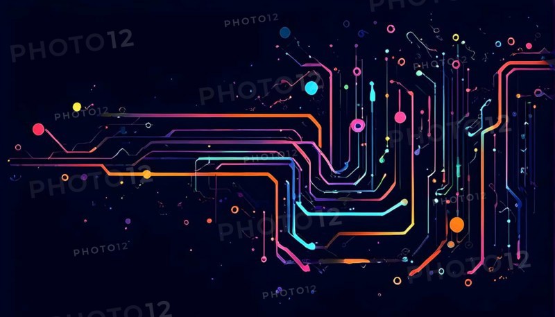 Illustration of abstract stream Artificial intelligence, Big data, AI generated