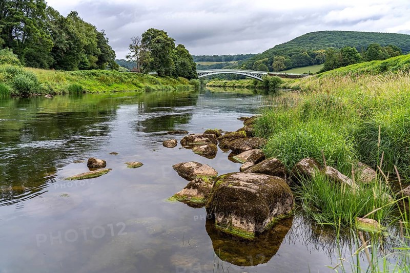 Landscape in the Wye Valley and the Bigsweir Bridge, Monmouth, Wales, Great Britain