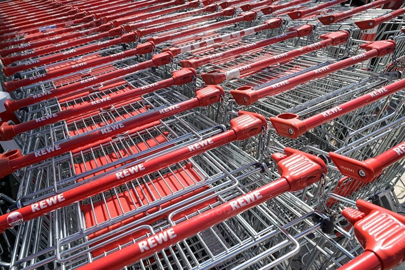 Rewe shopping trolley, Berlin, Germany, Europe
