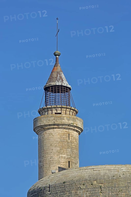 Spire of the Tour de Constance, defence defence tower, town tower, historic town fortification, detail, landmark, Aigues-Mortes, Gard, Camargue, Provence, France, Europe