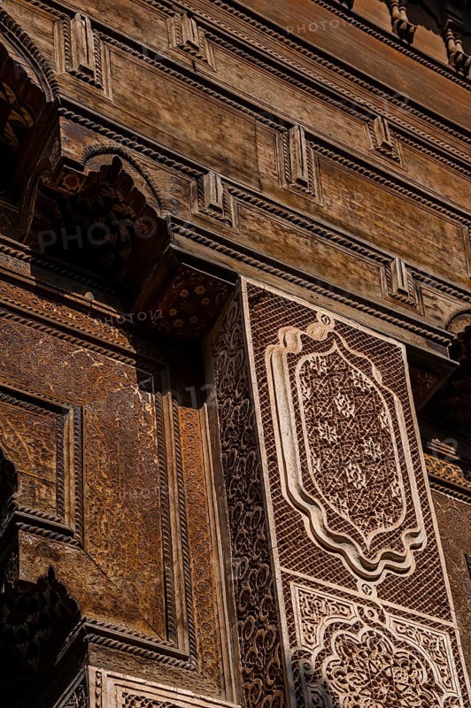 Wooden facade, oriental, ornament, decoration, facade, orient, craft, wood, carpenter, warm tone, decoration, decorated, art, building, building, Bahia Palace in Marrakech