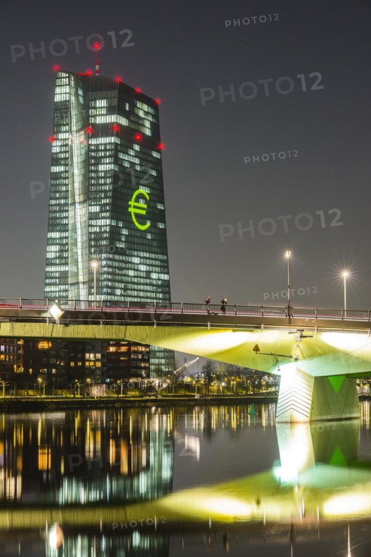 Skyline, Flößerbrücke, banking district, Frankfurt am Main, Hesse, Germany, Europe