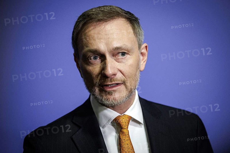 Christian Lindner, Federal Minister of Finance, photographed during a press statement after a citizens' dialogue of the Federal Ministry of Finance NOW In Dialogue in Lübeck, 06.02.2024. Photographed on behalf of the Federal Ministry of Finance