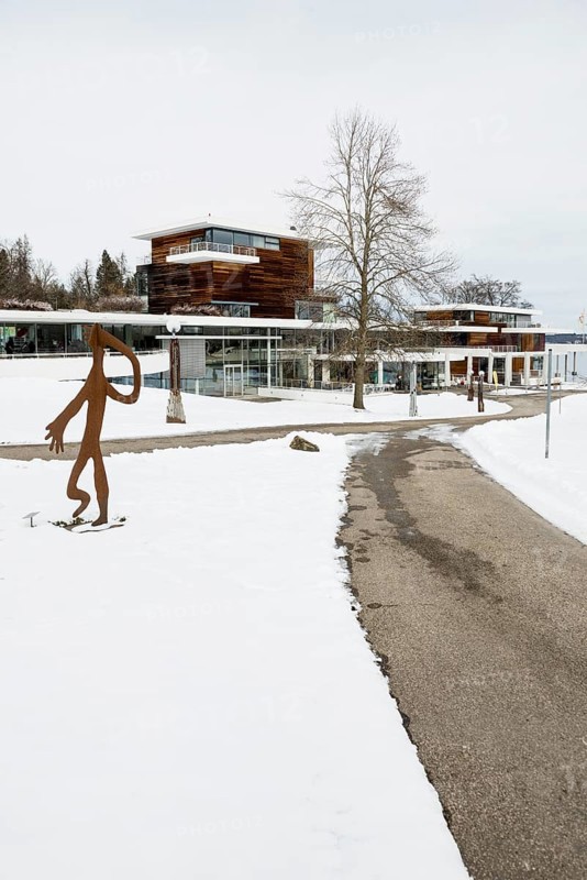 Buchheim Museum of Fantasy with snow in winter, Bernried, Lake Starnberg, Fünfseenland, Pfaffenwinkel, Upper Bavaria, Bavaria, Germany, Europe