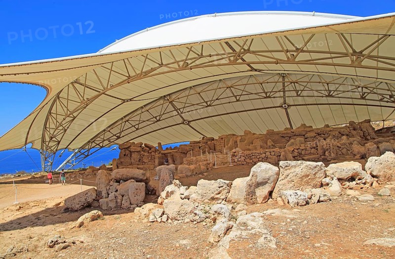 Mnajdra neolithic megalithic prehistoric temple complex site, Malta, Europe