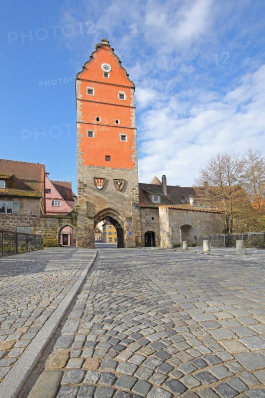 Historic Wörnitz Gate as part of the historic town fortifications, town gate, Dinkelsbühl, Middle Franconia, Franconia, Bavaria, Germany, Europe