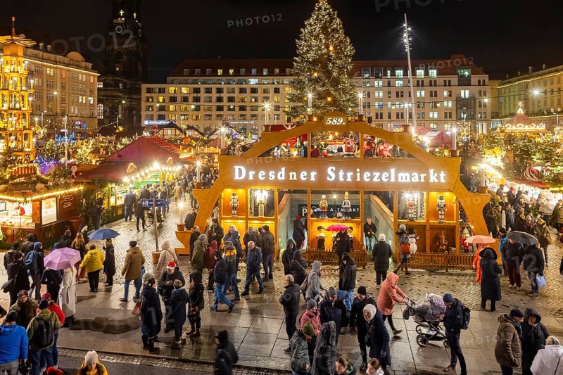 The Dresden Striezelmarkt is a Christmas market in Dresden. It has been held in Advent since 1434, usually on the Altmarkt square, and attracts an average of around two million visitors every year. It is the oldest certified Christmas market in Germany, Dresden, Saxony, Germany, Europe