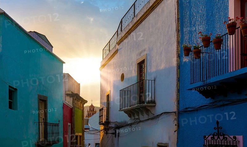 Guanajuato, Mexico, colorful colonial streets and architecture in Guanajuato historic center, Central America