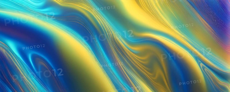 Abstract holographic background with swirling iridescent vibrant colors, AI generated