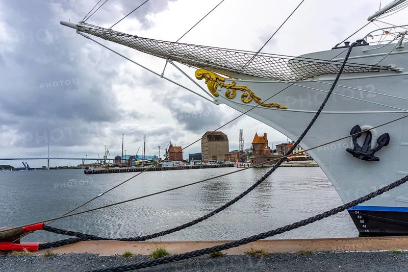 The former sail training ship Gorch Fock I, in the harbour of the Hanseatic city and UNESCO World Heritage Site, Stralsund, today a museum ship, Mecklenburg-Vorpommern, Germany, Europe