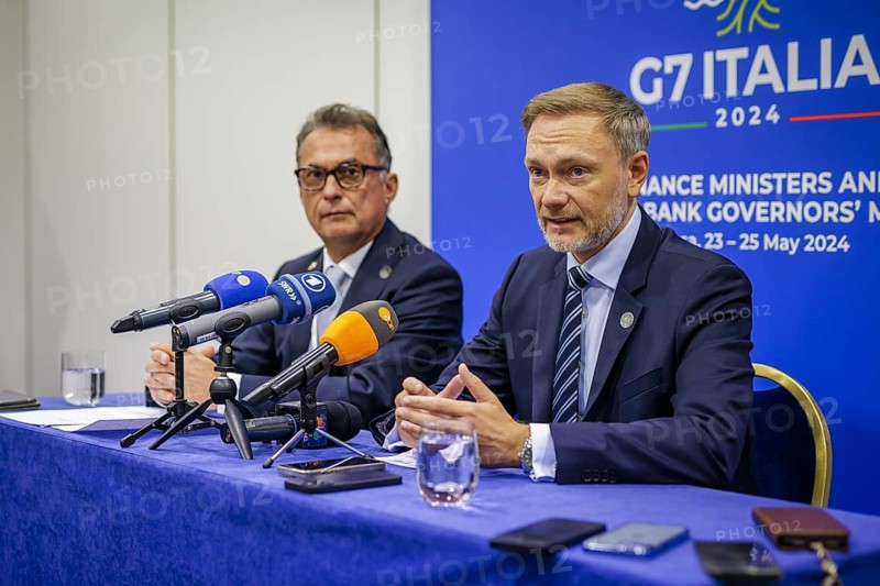 G7 Finance Ministers Meeting in Stresa. Christian Lindner (FDP), Federal Minister of Finance, here at the joint press statement with Federal Bank President Joachim Nagel. Stresa, 24.05.2024. Photographed on behalf of the Federal Ministry of Finance