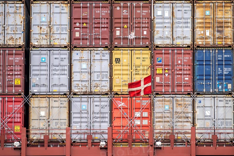 Magleby Maersk container freighter at EUROGATE Container Terminal, Waltershofer Hafen, one of the largest container ships in the world, capacity of 18, 270 TEU, Triple E class, Hamburg, Germany, Europe