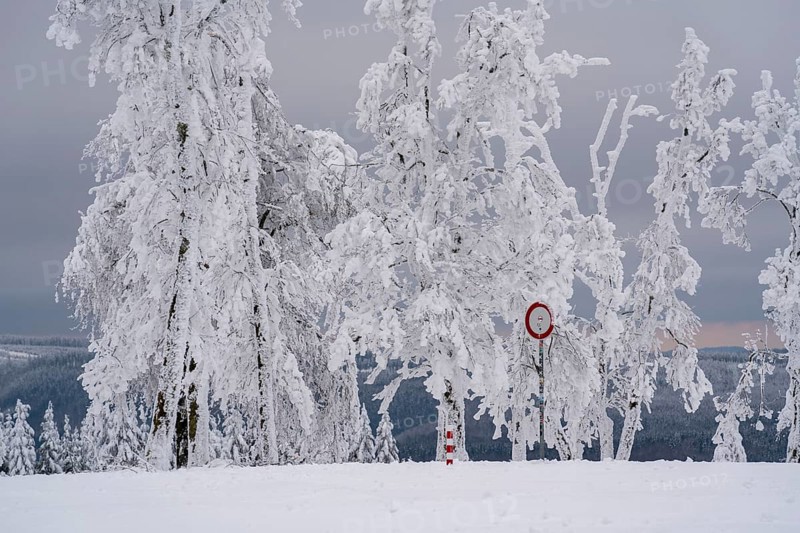 Winter in Sauerland, Hochsauerlandkreis, at Kahler Asten, near Winterberg, few tourists, visitors, during the lockdown in January 2021, North Rhine-Westphalia, Germany, Europe