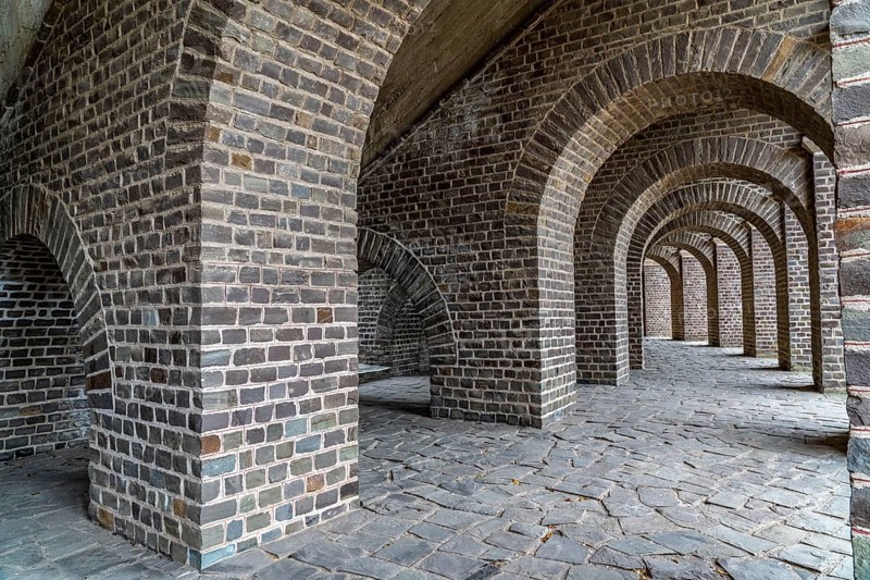 Xanten Archaeological Park, open-air museum on the site of the former Roman city of Colonia Ulpia Traiana, amphitheatre, walkway, North Rhine-Westphalia, Germany, Europe