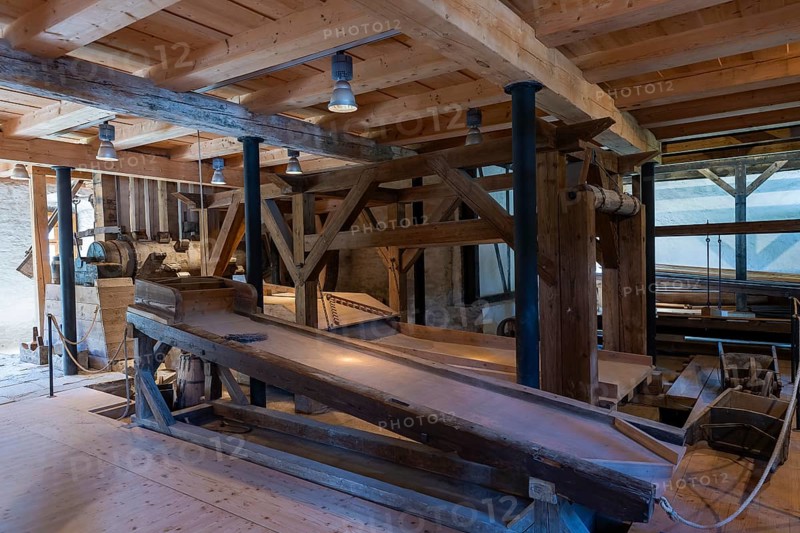 The Siebenschlehner Pochwerk is a listed pochwerk in the Neustädtel district of Schneeberg. It was an important tool for processing the cobalt, silver and nickel ores found and mined in this area of the Ore Mountains, Schneeberg, Schneeberg, Saxony, Germany, Europe