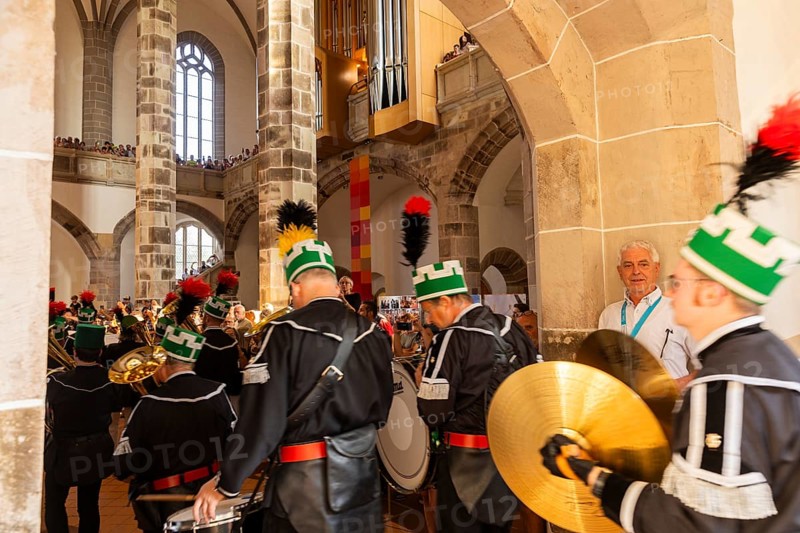The so-called Bergstreittag is a beautiful centuries-old tradition and is celebrated on 22 July, the church memorial day and former feast day of Mary Magdalene in Schneeberg. The four quarterly sermons introduced in 1649 remained in place until 1845. These sermons were then abolished in favour of a single day, 22 July, which fell on Mary Magdalene. The Freiberg Mining Office recommended that this day should be celebrated with a festival and a mountain parade. In 1846, the Royal Ministry of Finance issued a decree to celebrate St Mary Magdalene's Day with a sermon and a magnificent mountain procession. The last major procession took place in July 1913. The First World War put an end to these processions. The tradition was not revived until July 1933, 528th Bergstreittag, church service in St Wolfgang's Church, Schneeberg, Saxony, Germany, Europe