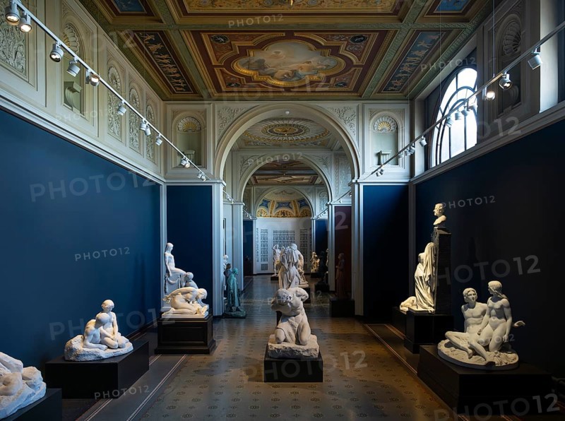 Hall with sculptures, Ny Carlsberg Glyptotek or New Carlsberg Glyptothek, art museum for sculpture and painting, architects Vilhelm Dahlerup and Hack Kampmann, Copenhagen, Denmark, Europe