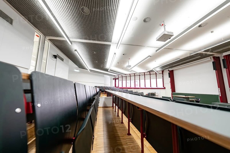 Modern lecture theatre with several rows of seats and neutral design, University of Stuttgart, Germany, Europe