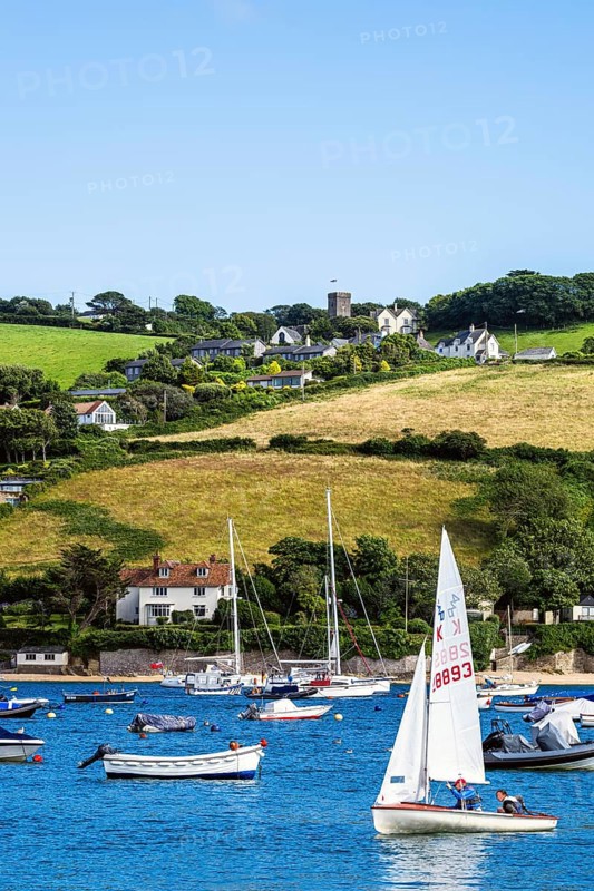 Boats and Yachts on Kingsbridge Estuary in Salcombe and Mill Bay, Batson Creek, Southpool Creek, Devon, England, United Kingdom, Europe