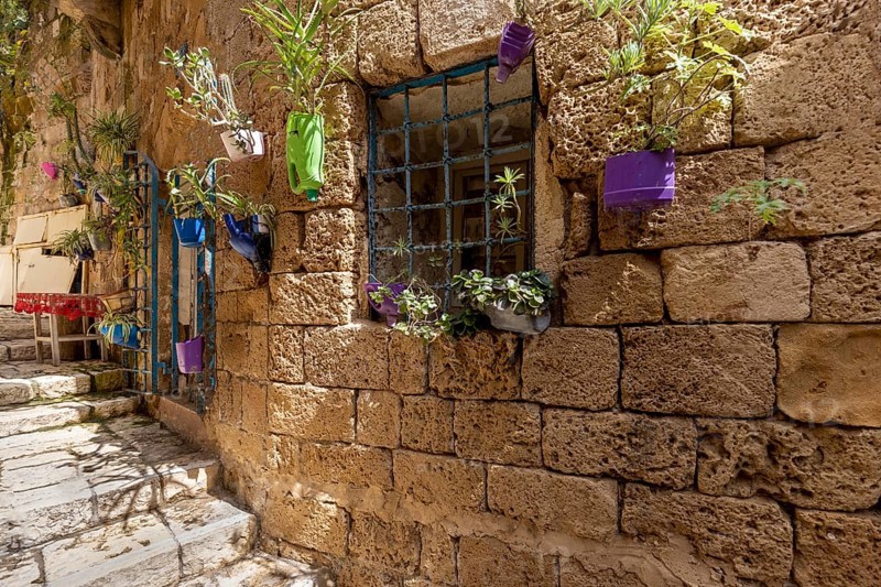 Israel, Tel Aviv Namal Yafo historic Old Jaffa port with art galleries, boutiques and old houses, Asia