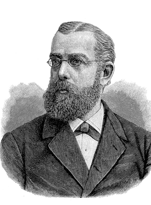 Heinrich Hermann Robert Koch, 11 December 1843, 27 May 1910, a German physician, microbiologist and hygienist, Historical, digital reproduction of an original from the 19th century
