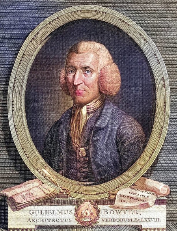 William Bowyer the Younger (1699-1777), known as The Learned Printer, prominent English printer and author, printer to the House of Commons (1729), the Society of Antiquaries (1726) and the Royal Society (1761), drawn from life and engraved by James Basire (1730-1802), Historic, digitally restored reproduction from a 19th century master, Record date not stated