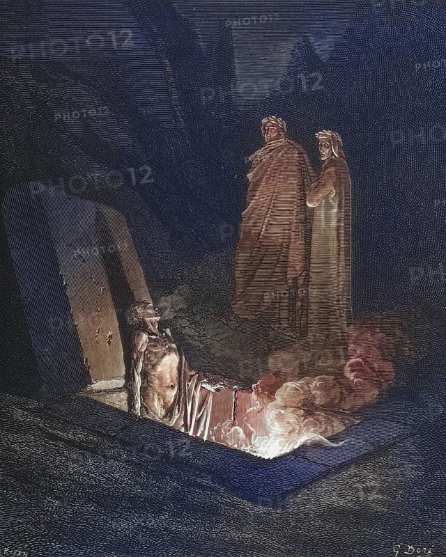 Illustration by Gustave Dore (1832-1883) for Inferno by Dante Alighieri Canto, Inferno, Hell, Paradise, Angels, Damnation, Historical, digitally restored reproduction from a 19th century original, Record date not stated