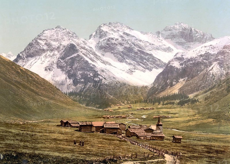 Upper Engadine, Sertigthal, Graubuenden, Switzerland, Historical, digitally restored reproduction from a 19th century original, Record date not stated, Europe