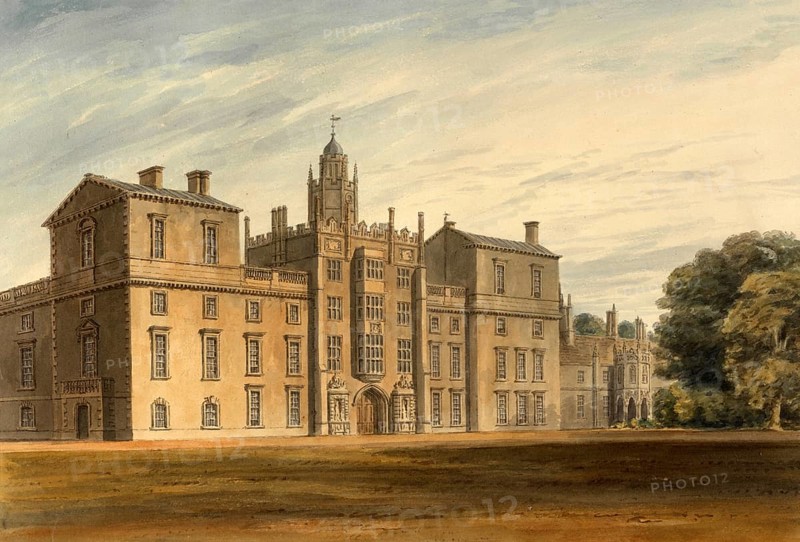 East Front of Wilton House, Wiltshire, the Seat of the Earl of Pembroke, near Salisbury in Wiltshire, England, digitally restored reproduction of a 19th-century original by John Buckler, Record date not stated, East Front of Wilton House, the Seat of the Earl of Pembroke, near Salisbury in Wiltshire, digitally restored reproduction of a 19th-century original, Record date not stated