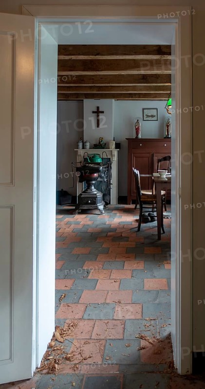 Interior of fisherman's house in the NAVIGO Visserijmuseum, fishery museum at Oostduinkerke, Koksijde, West Flanders, Belgium, Europe