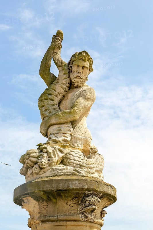 Triton stone sculpture at South Pier, The Esplanade, Lowestoft, Suffolk, England, UK by John Thomas 1849