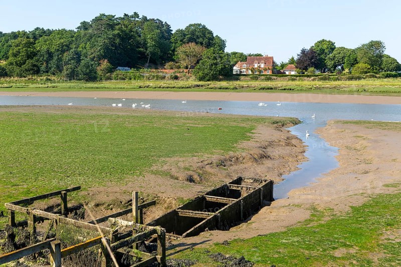 Large country house at Broomheath, Kyson Point, Martlesham Creek, River Deben, near Woodbridge, Suffolk, England, UK
